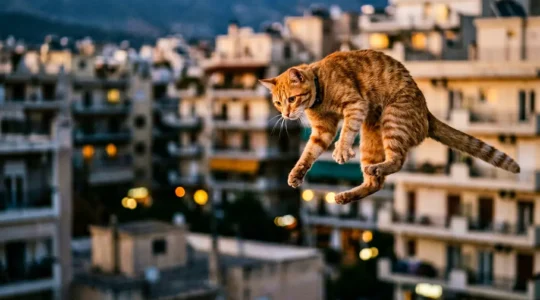 Chat en situation d'urgence après une chute, illustrant le syndrome du chat parachute
