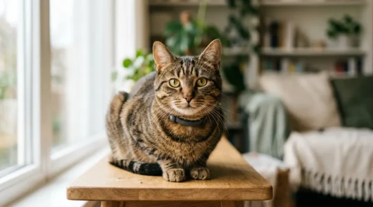 Chat européen en excellente santé après stérilisation préventive, symbole de longévité féline