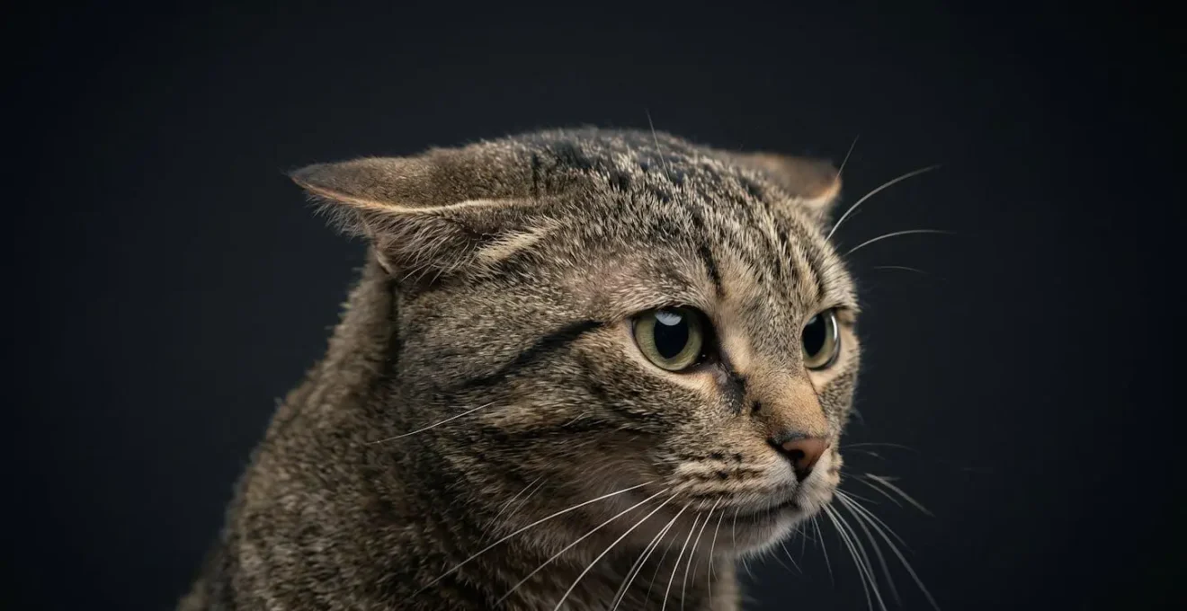 Gros plan sur les oreilles d'un chat plaquées en arrière révélant un état de défense intense