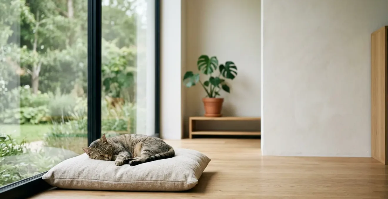 Chat détendu dans un intérieur moderne et apaisant