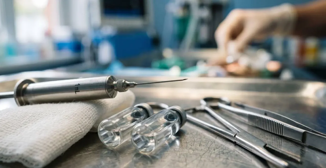 Gros plan sur du matériel médical vétérinaire illustrant le coût élevé des soins d'urgence pour chat