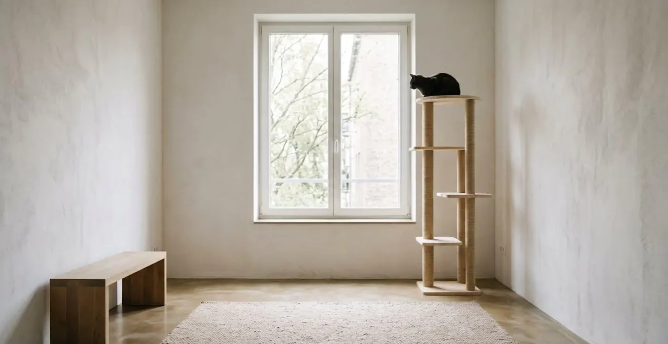 Espace sécurisant et apaisant pour chat illustrant l'importance de l'environnement dans le bien-être félin
