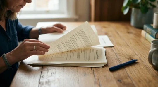 Propriétaire de chat consultant des documents d'assurance pour optimiser les remboursements vétérinaires