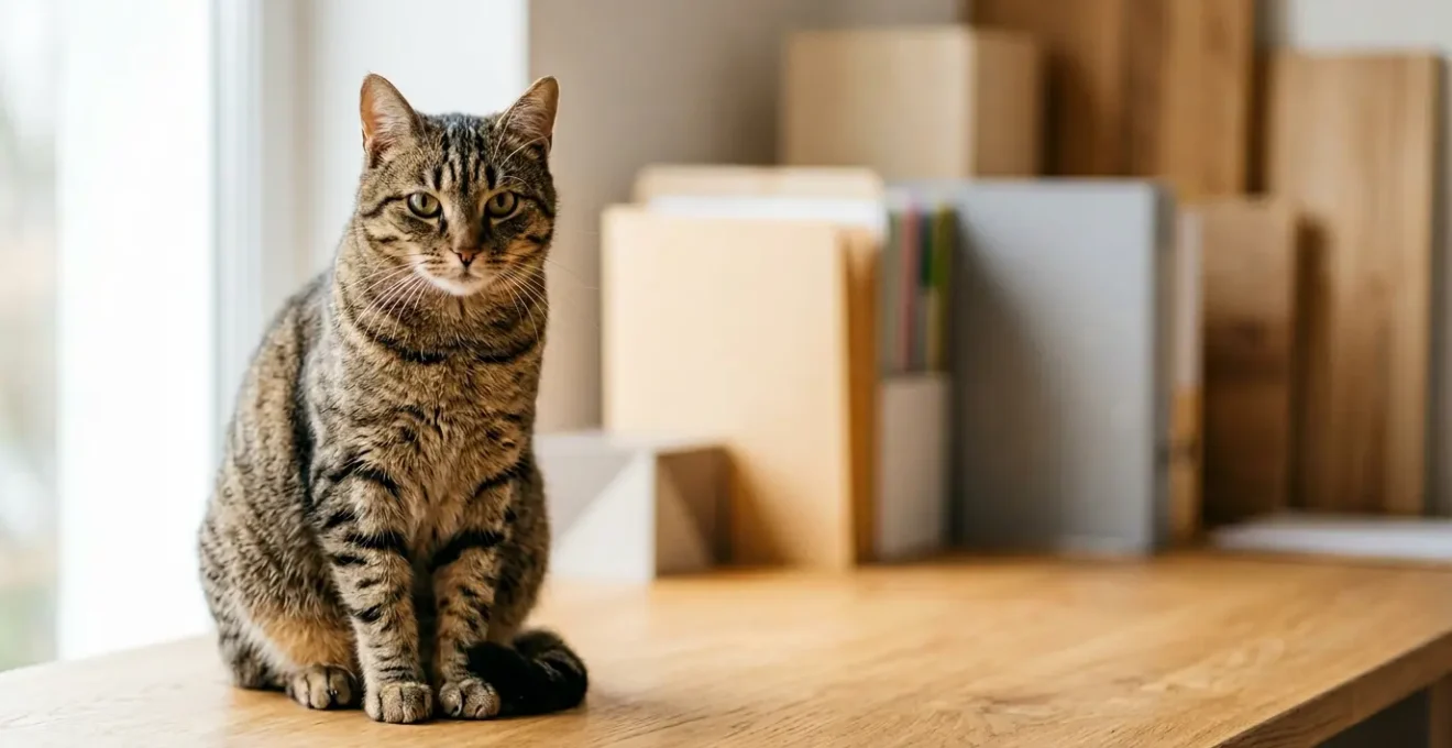 Chat domestique près de documents administratifs symbolisant la protection par assurance animale
