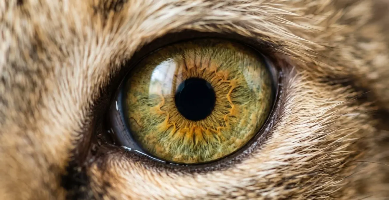 Gros plan sur les yeux d'un chat avec pupilles dilatées révélant son état émotionnel